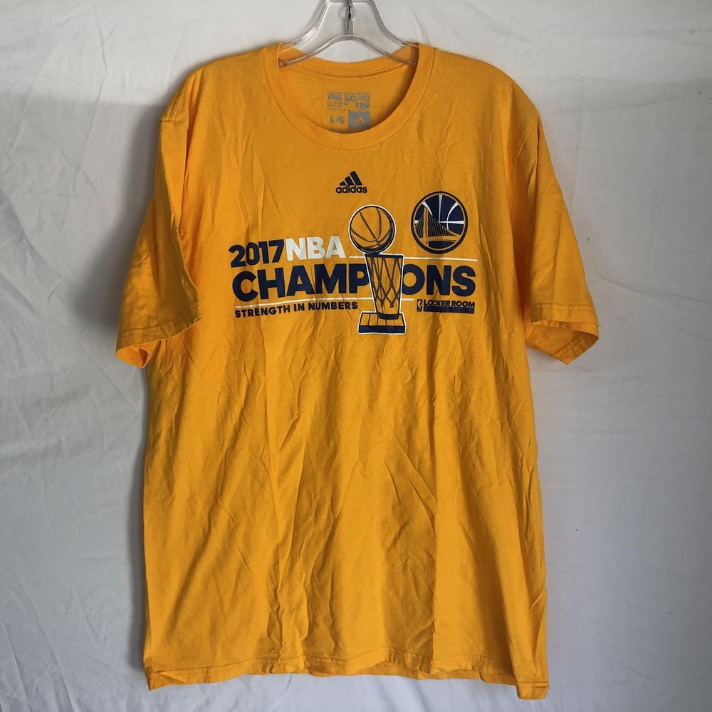 Golden State Warriors Shirt Mens Large Gold NBA Basketball 2017 Champions Adidas